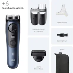 Braun Skäggtrimmer Series 7 +6 Barberverktyg BT7520 Blå