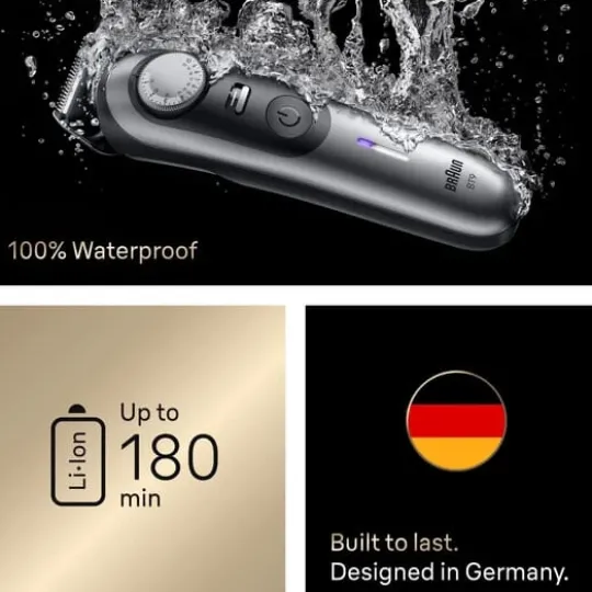 Braun Skäggtrimmer Series 9 +7 Barberarverktyg BT9520 Krom