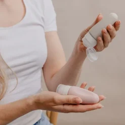Cailap Reseförpackning Flaska Silikon Grå och Rosa 60 ml 2 st
