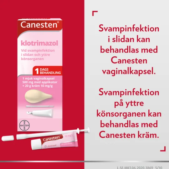 Canesten 500 g Vaginalkapsel mjuk + 20 g Vaginalkräm 1 %