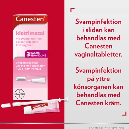 Canesten 3 Vaginaltabletter 200 mg + 20 g kräm 1%