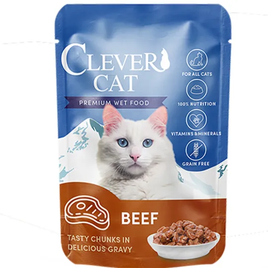 Clever Cat Pouches Beef 12 x 85 g
