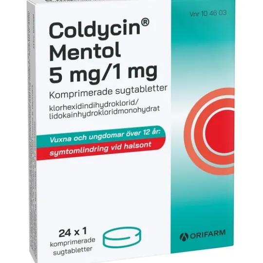 Coldycin Mentol 5 mg/1 mg 24 sugtabletter