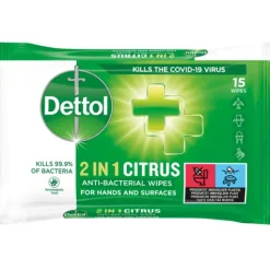Dettol 2-in-1 Desinfektionswipes för Händer & Ytor 15 st