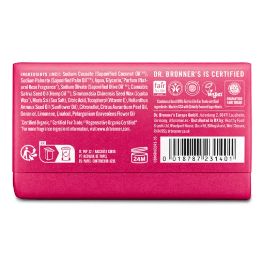Dr. Bronner's Magic Bar Soap Rose 140 g
