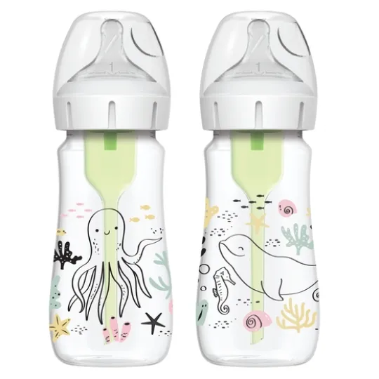 Dr Brown Wide-Neck Options+ Flaskor Ocean 270 ml 2-Pack