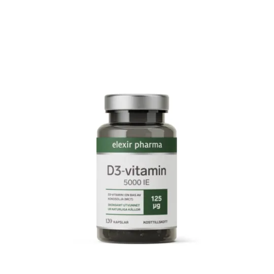 Elexir Pharma D3-Vitamin 5000IE 120 kapslar