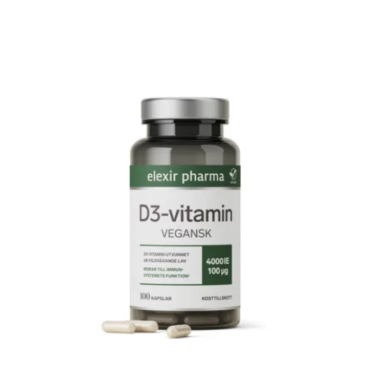 Elexir Pharma D3-vitamin Vegansk 4000 IE 100 kapslar