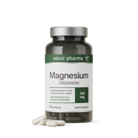 Elexir Pharma Magnesium Organisk 120 mg 90 kapslar
