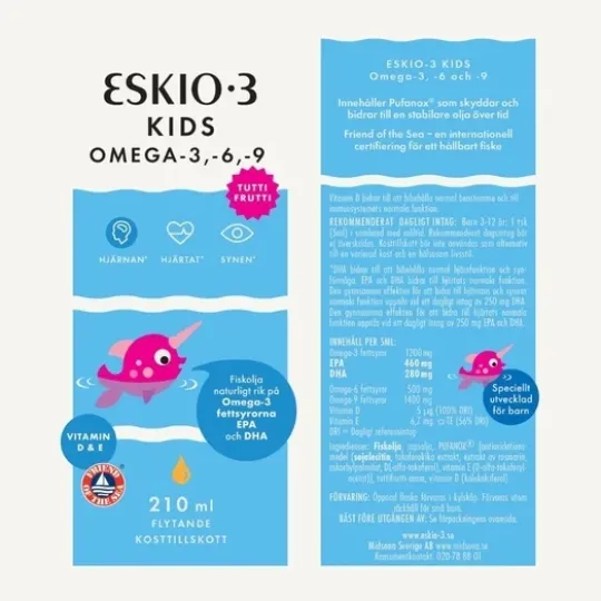 ESKIO-3 Kids Omega-3,-6,-9 Flytande 210 ml