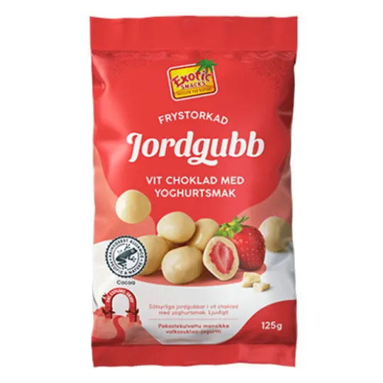 Exotic Snacks Frystorkad Jordgubb Vit Choklad Yoghurt 125 g