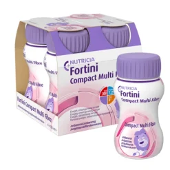 Fortini Compact MultiFibre, komplett barnkosttillägg, jordgubb 4 x 125 ml