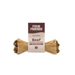 FourFriends Beef Rawhide Chew Bone with Goat 12 cm