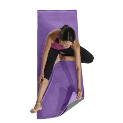 Gaiam Stay-put Yoga Mat Towel Purple Jam