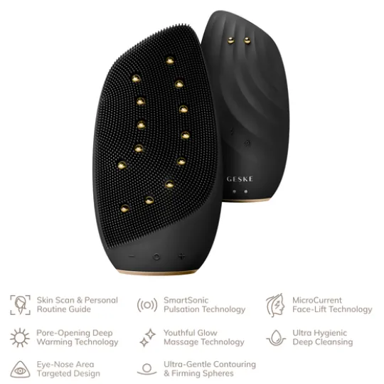 GESKE Sonic Thermo Facial Brush & Face-Lifter 8 in 1 Black
