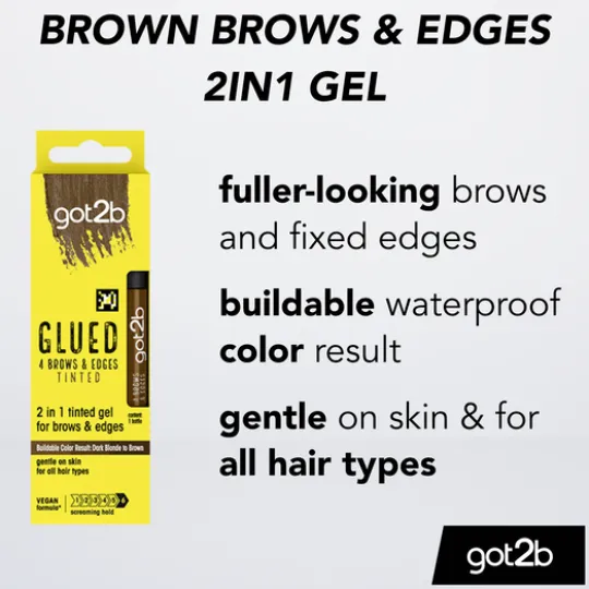 got2b Glued 4 Brows & Edges Pigmenterad Gel 2-i-1 Brun 16 ml