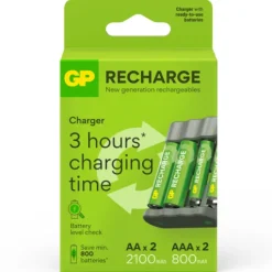 GP Batteries Recharge Batteriladdare inkl. 2 st AA & 2 st AAA-batterier