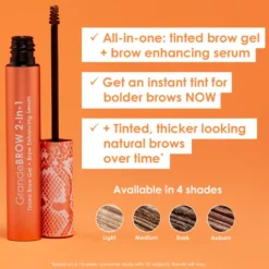 Grande Cosmetics GrandeBROW 2-In-1 Tinted Brow Gel + Brow Enhancing Serum Medium 3,5 ml