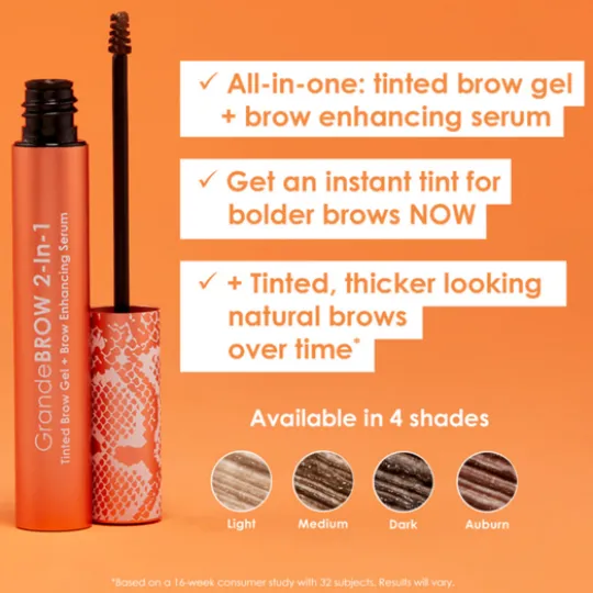 Grande Cosmetics GrandeBROW 2-In-1 Tinted Brow Gel + Brow Enhancing Serum Medium 3,5 ml