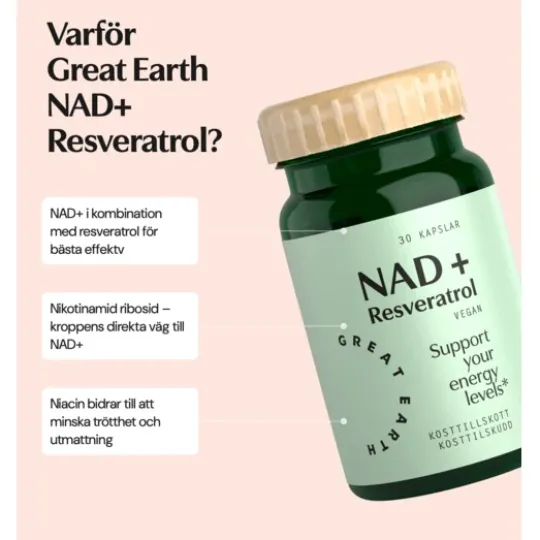 Great Earth NAD+ Resveratrol 30 kapslar