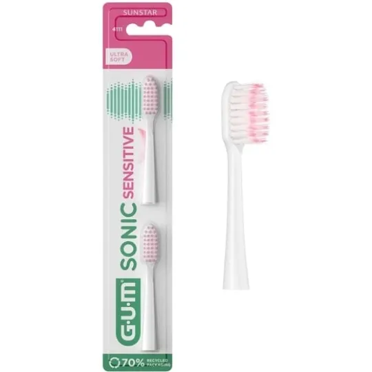 GUM Sonic Sensitive Batteritandborste Refill Extra Soft Vit 2 st