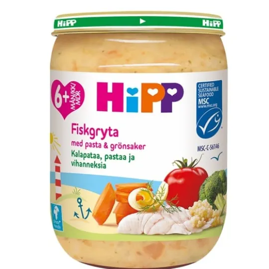 Hipp Fiskgryta m pasta/grönsak 6m 190g