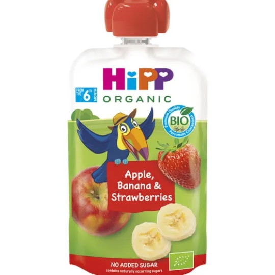 Hipp Klämmis Äpple, Banan & Jordgubb 6m 100 g