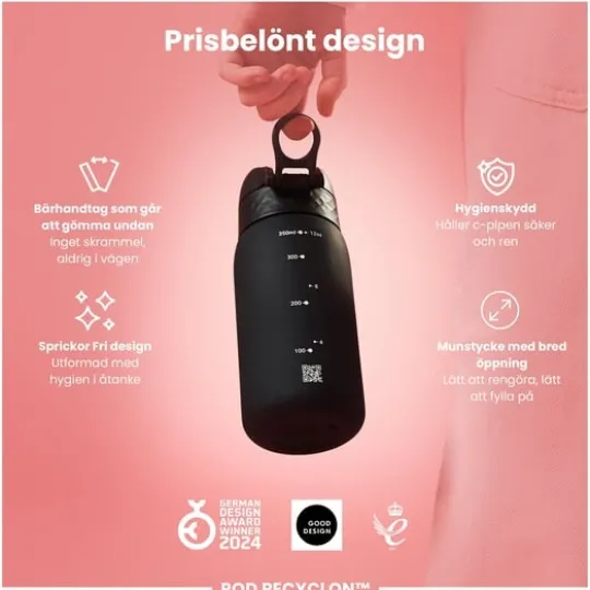 ION8 Vattenflaska För Barn Svart 350 ml