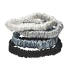 Lenoites Mulberry Silk Skinny Scrunchies white, light grey, blue, black