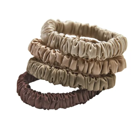Lenoites Smala Scrunchies beige, ljusbrun, brun, kaffe