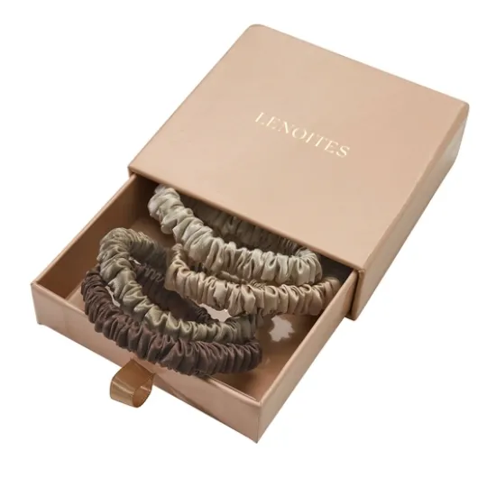 Lenoites Smala Scrunchies beige, ljusbrun, brun, kaffe
