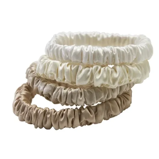 Lenoites Smala Scrunchies vit, krämvit, beige, ljusbrun