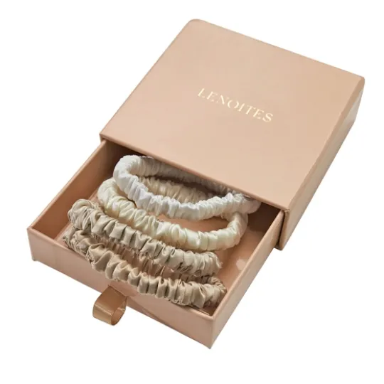 Lenoites Smala Scrunchies vit, krämvit, beige, ljusbrun
