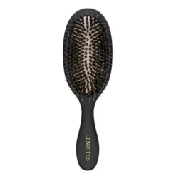 Lenoites Wild Boar Hair Brush with Cleaning Tool Black