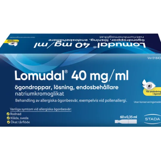 Lomudal, ögondroppar, lösning i endosbehållare 40 mg/ml 60 x 1 doser