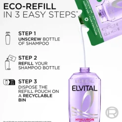 L'Oréal Paris Elvital Hyaluron Plump Shampoo Refill för fuktfattigt hår 500 ml