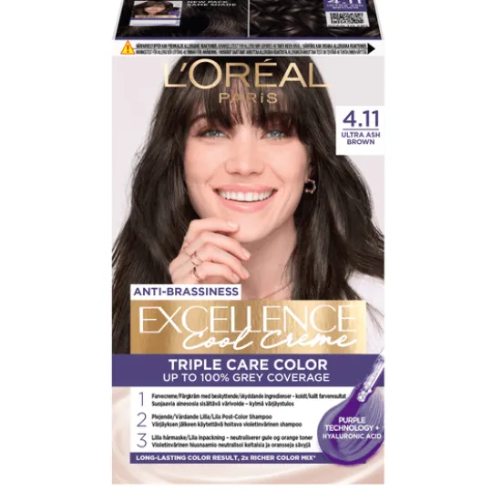 L'Oréal Paris Excellence Cool Creme Permanent Hårfärg 4.11 Ultra Ash Brown
