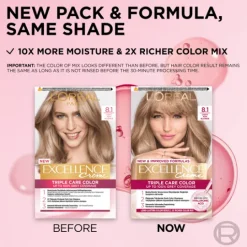 L'Oréal Paris Excellence Creme Permanent Hårfärg 8.1 Light Ash Blonde