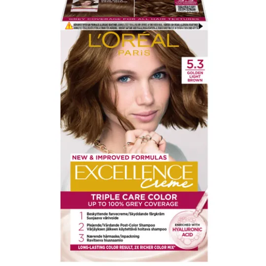 L'Oréal Paris Excellence Creme Permanent Hårfärg 5.3 Golden Light Brown