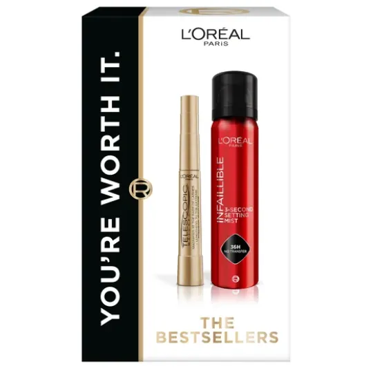 L'Oréal Paris Telescopic Mascara Black & Infaillible 3-Second Setting Mist Gift Box