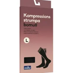 Millu Kompressionsstrumpa Bomull Klass 1 Svart L