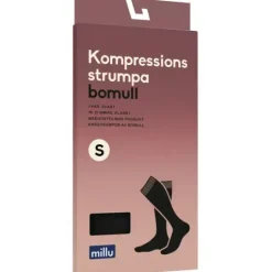Millu Kompressionsstrumpa Bomull Klass 1 Svart S