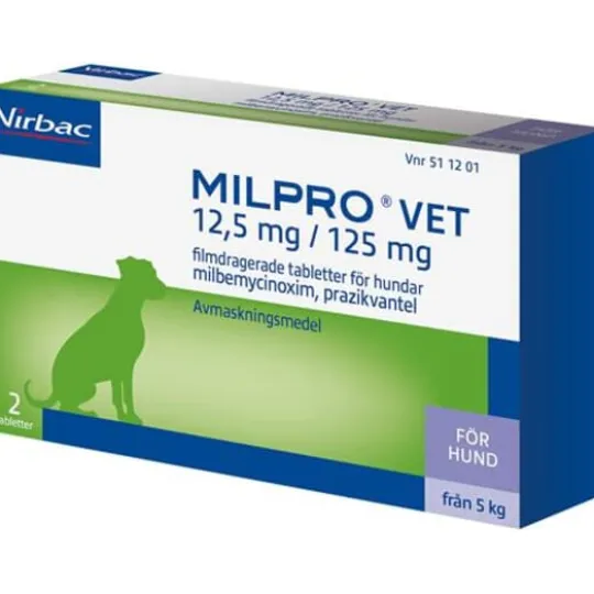 Milpro Vet 12,5 mg/125 mg Filmdragerade Tabletter för Hundar 2 st