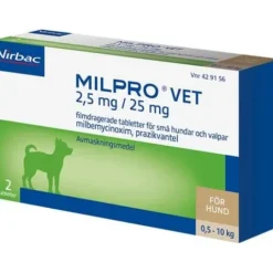 Milpro Vet 2,5 mg/25 mg Filmdragerade Tabletter för Små Hundar & Valpar 2 st