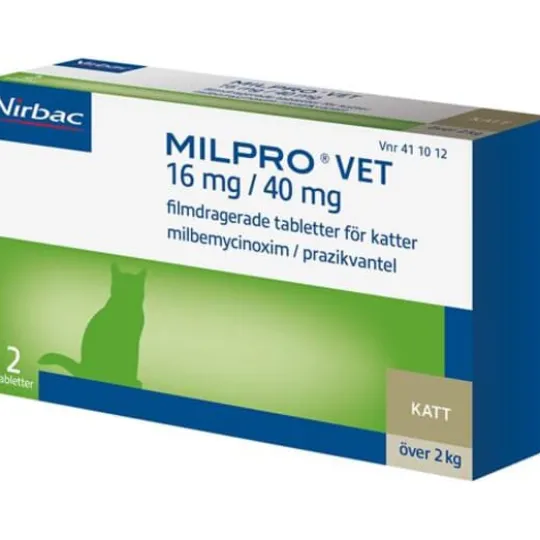 Milpro Vet 16 mg/40 mg Filmdragerade Tabletter för Katter 2 st