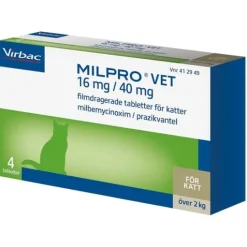 Milpro Vet 16 mg/40 mg Filmdragerade Tabletter för Katter 4 st