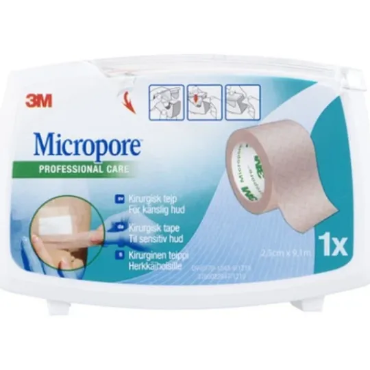3M Micropore Tejp Brun 2,5 cm x 9,14 m
