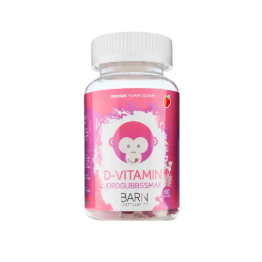 Monkids D-Vitamin Barn Jordgubb 60 tuggtabletter