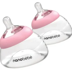 Nanobébé Bröstmjölksflaska Gen-2 Anti-kolik Rosa 150 ml 2-pack