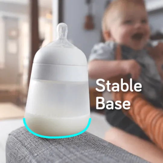 Nanobébé Flexy Silikonflaska Anti-kolik Grå 270 ml
